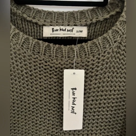 Three Bird Nest Crisp Air Sweater Olive - Picture 3 of 4